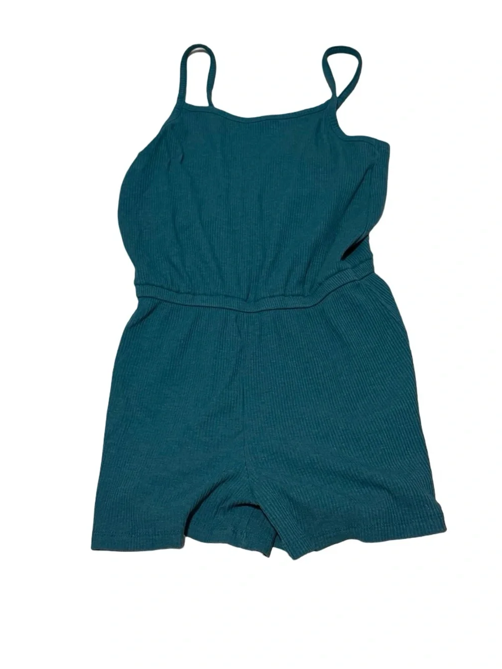 Old Navy Girls Rib-Knit Cami Romper Teal Size L 10-12 Summer Casual
